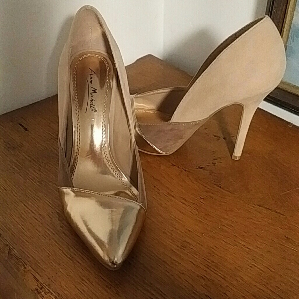 Anne Michelle Pink and Rose Gold Heels, sz 7